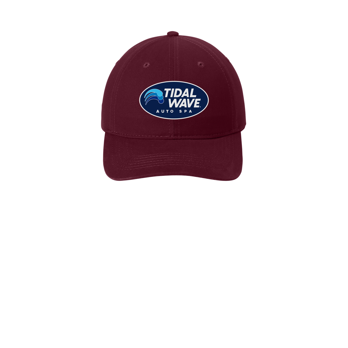 tidalwaveautospa-low-profile-dad-cap-embroidery-capfront-CP77-maroon-flat-front