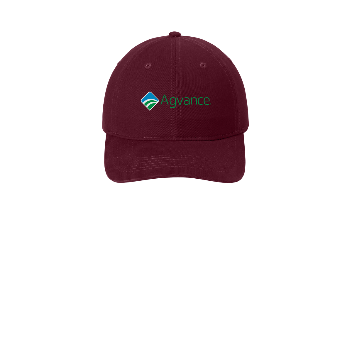 agvance-low-profile-dad-cap-embroidery-capfront-CP77-maroon-flat-front