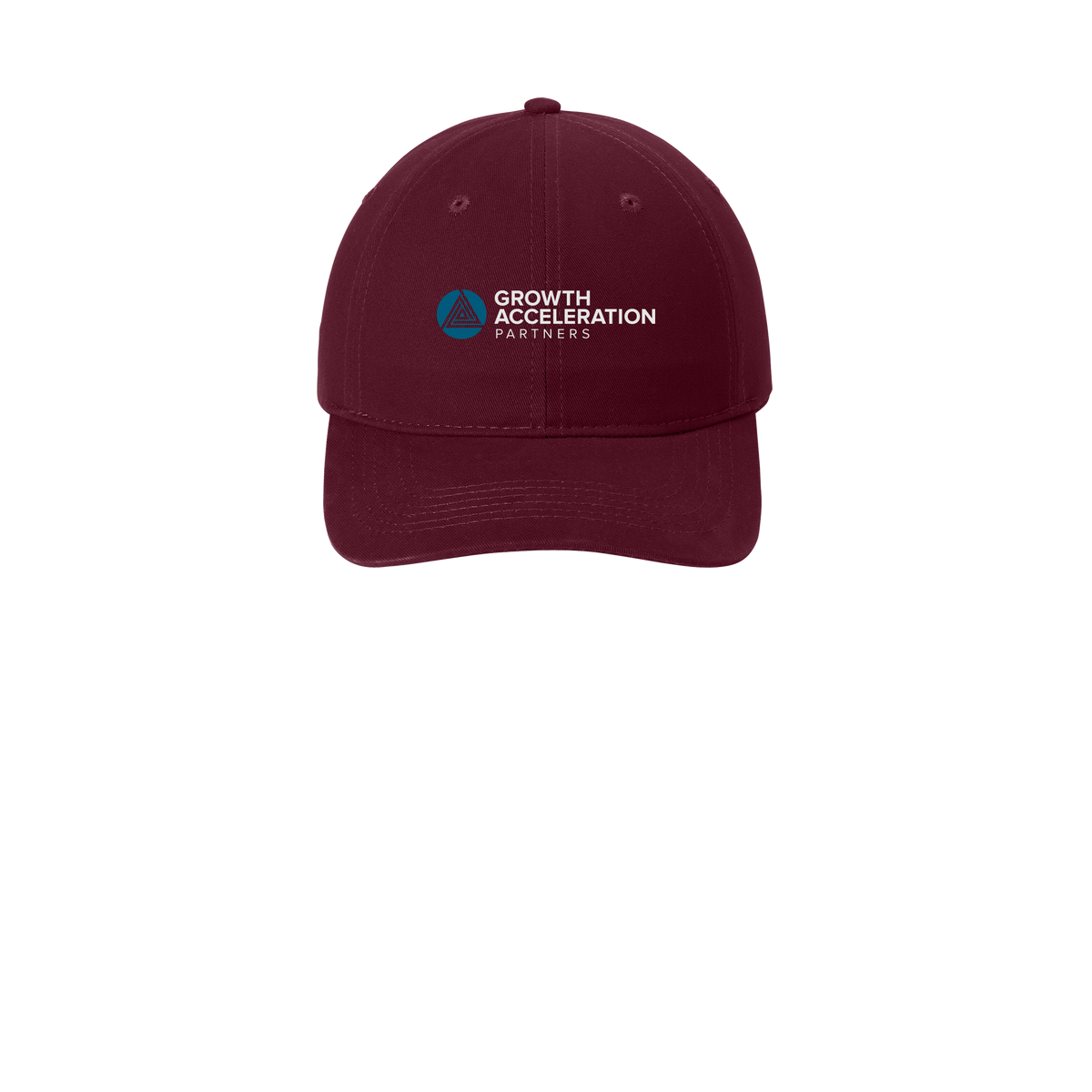 growthaccelerationpartners-low-profile-dad-cap-embroidery-capfront-CP77-maroon-flat-front