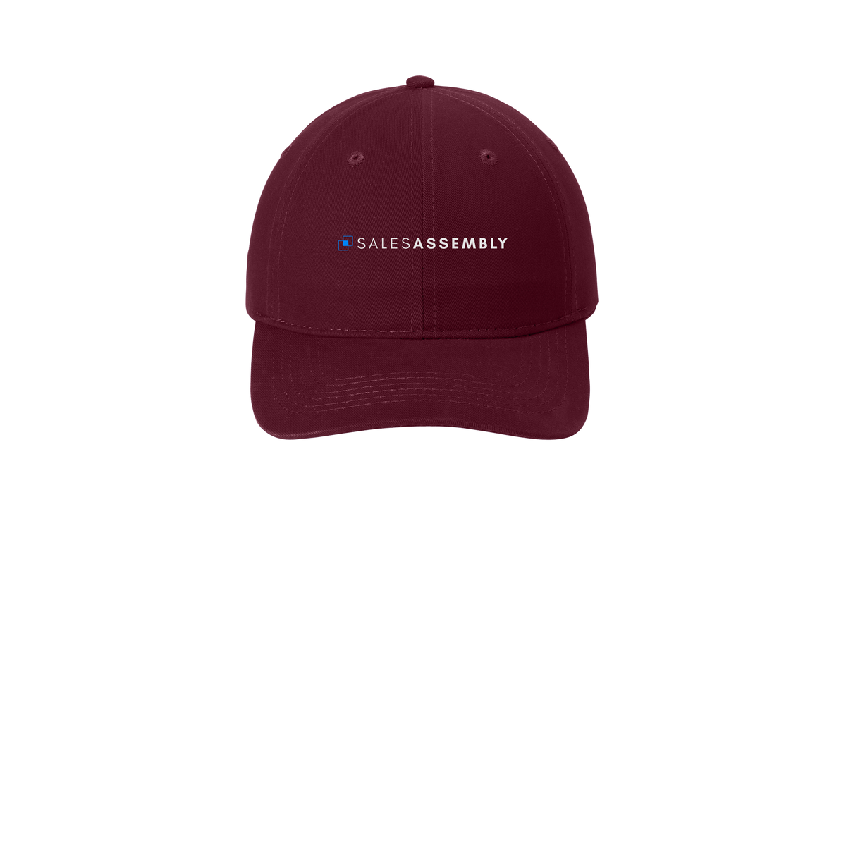 salesassembly-low-profile-dad-cap-embroidery-capfront-CP77-maroon-flat-front