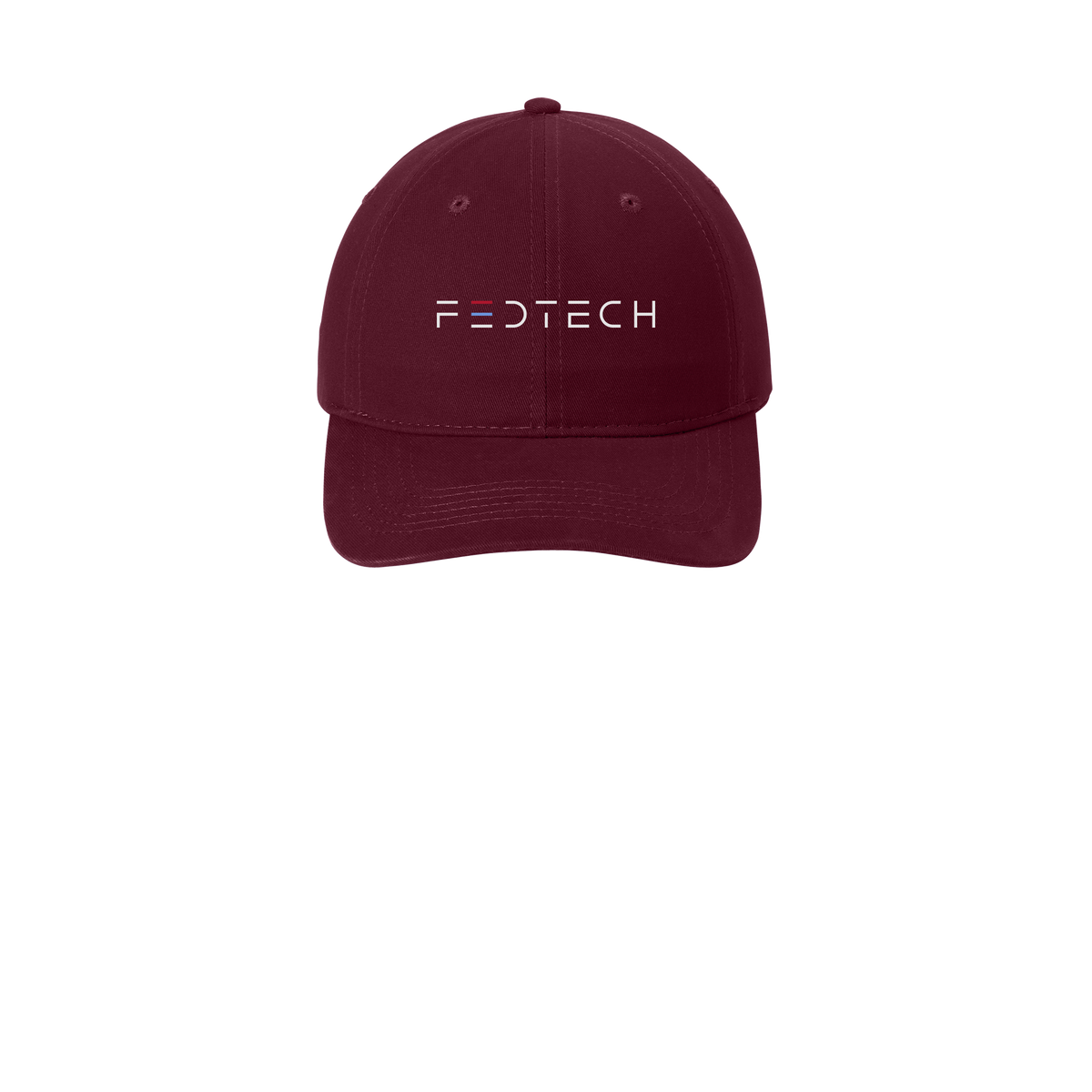 fedtech-low-profile-dad-cap-embroidery-capfront-CP77-maroon-flat-front