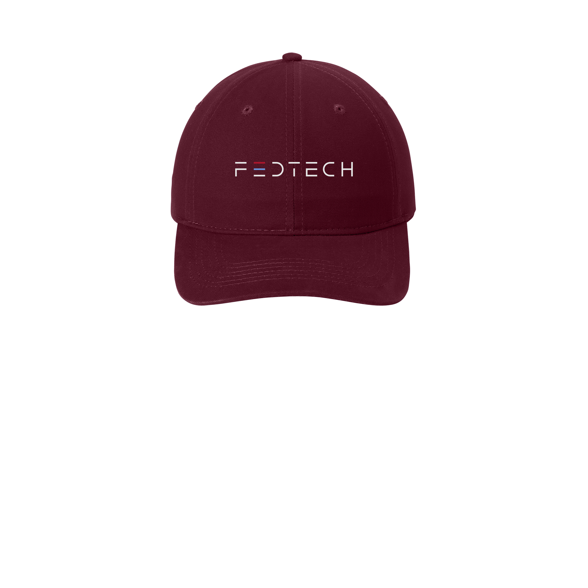 fedtech-low-profile-dad-cap-embroidery-capfront-CP77-maroon-flat-front