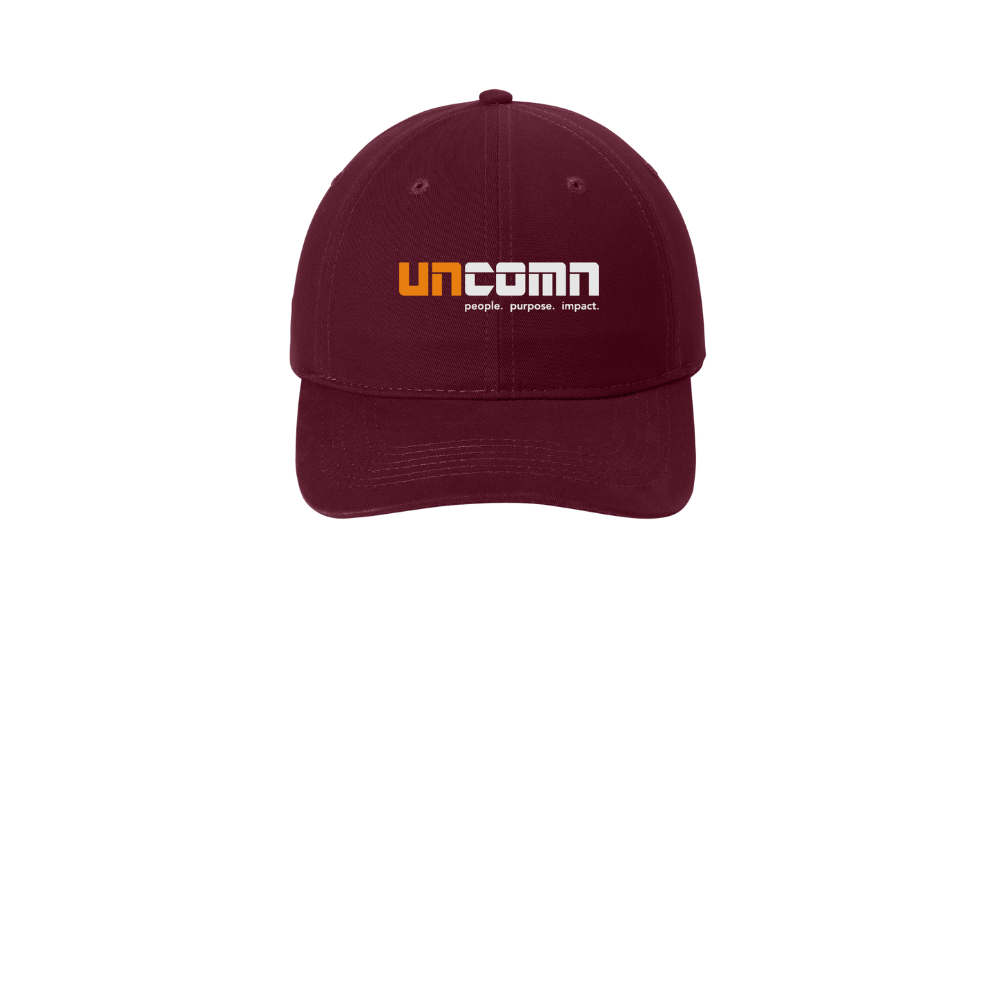 uncomn-low-profile-dad-cap-embroidery-capfront-CP77-maroon-flat-front