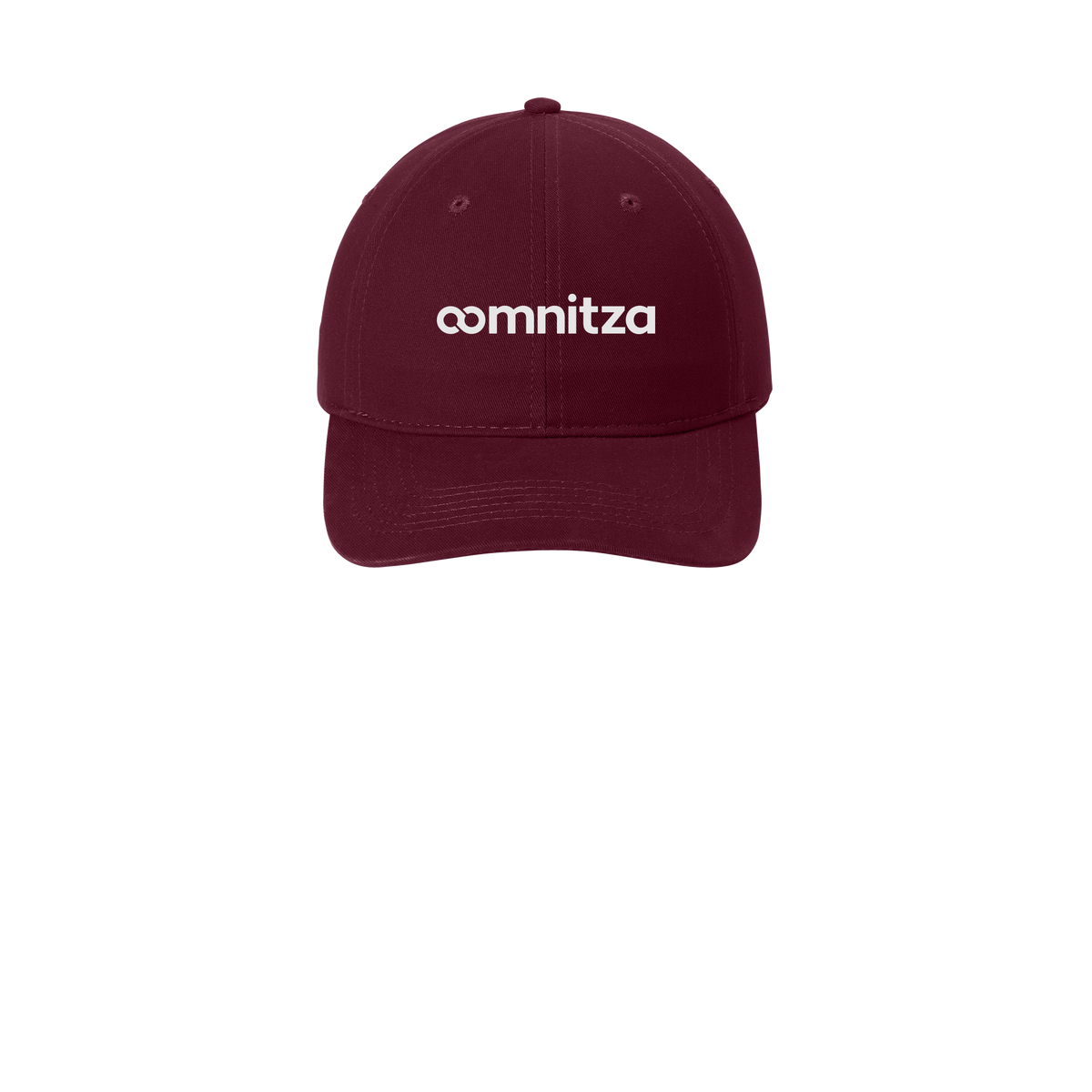 oomnitza-low-profile-dad-cap-embroidery-capfront-CP77-maroon-flat-front