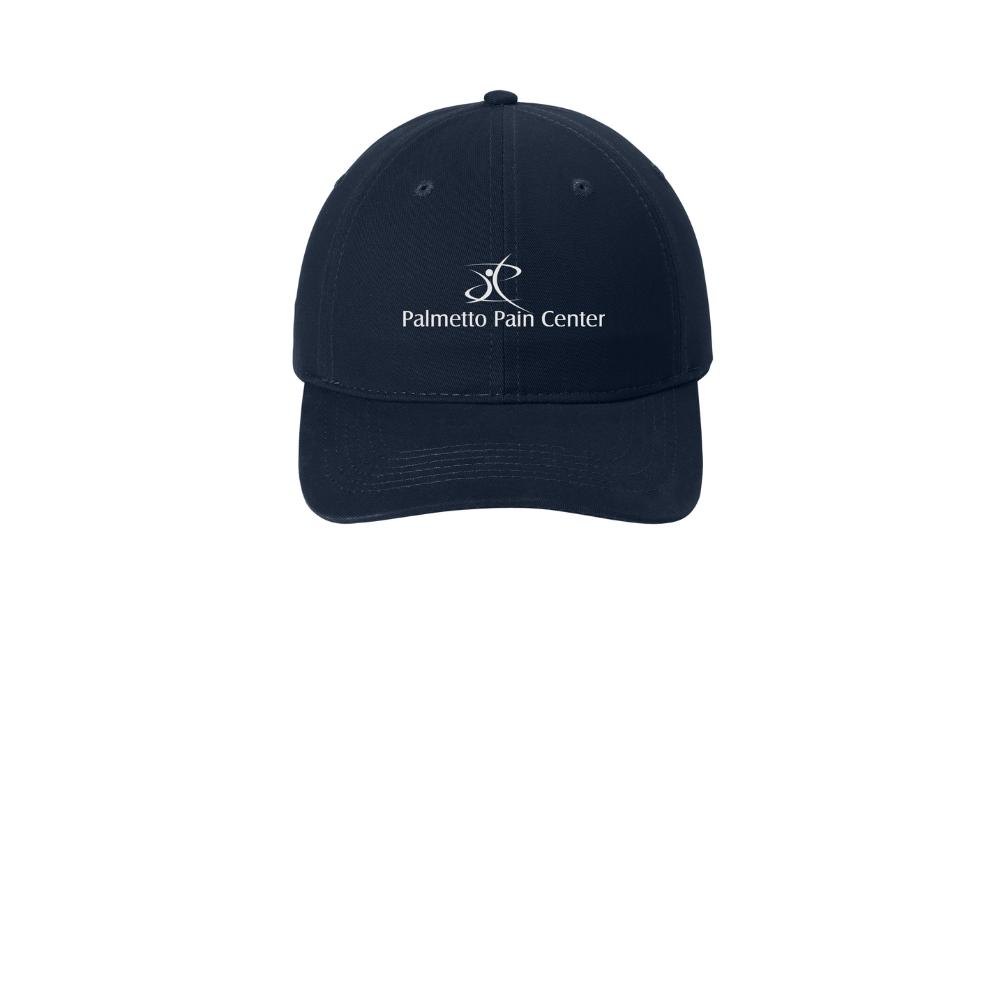 palmetto-pain-center-low-profile-dad-cap-embroidery-capfront-CP77-navy-flat-front
