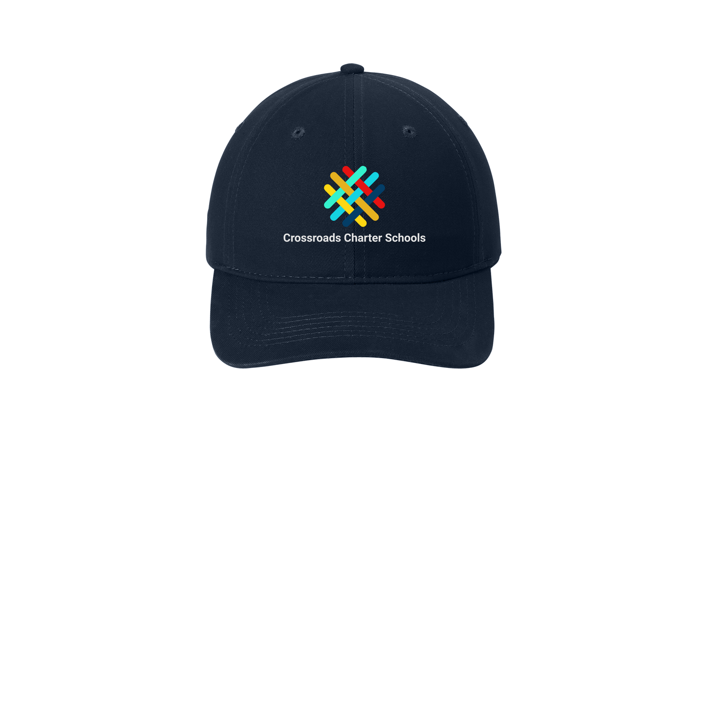 crossroadsschoolskc-low-profile-dad-cap-embroidery-capfront-CP77-navy-flat-front