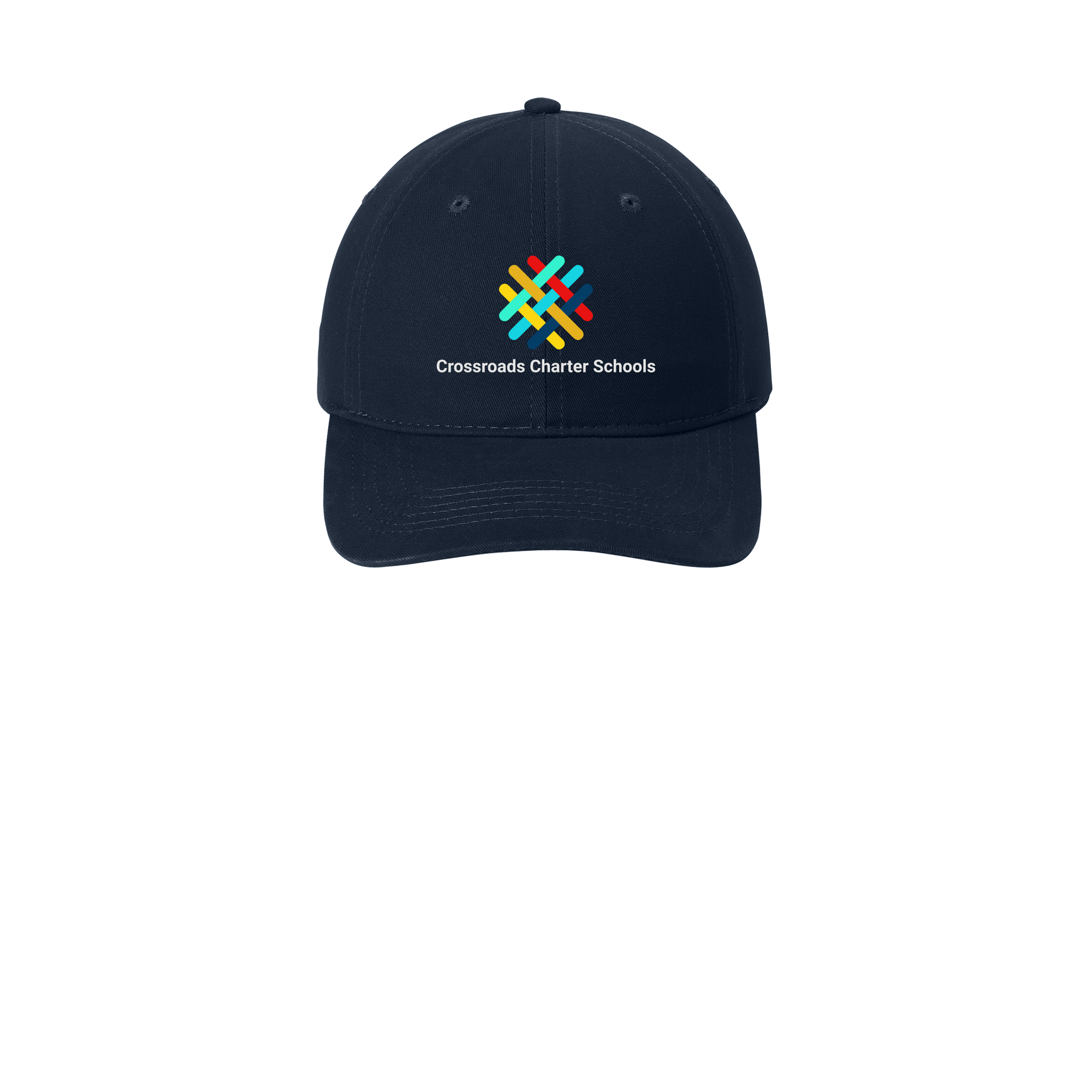 crossroadsschoolskc-low-profile-dad-cap-embroidery-capfront-CP77-navy-flat-front