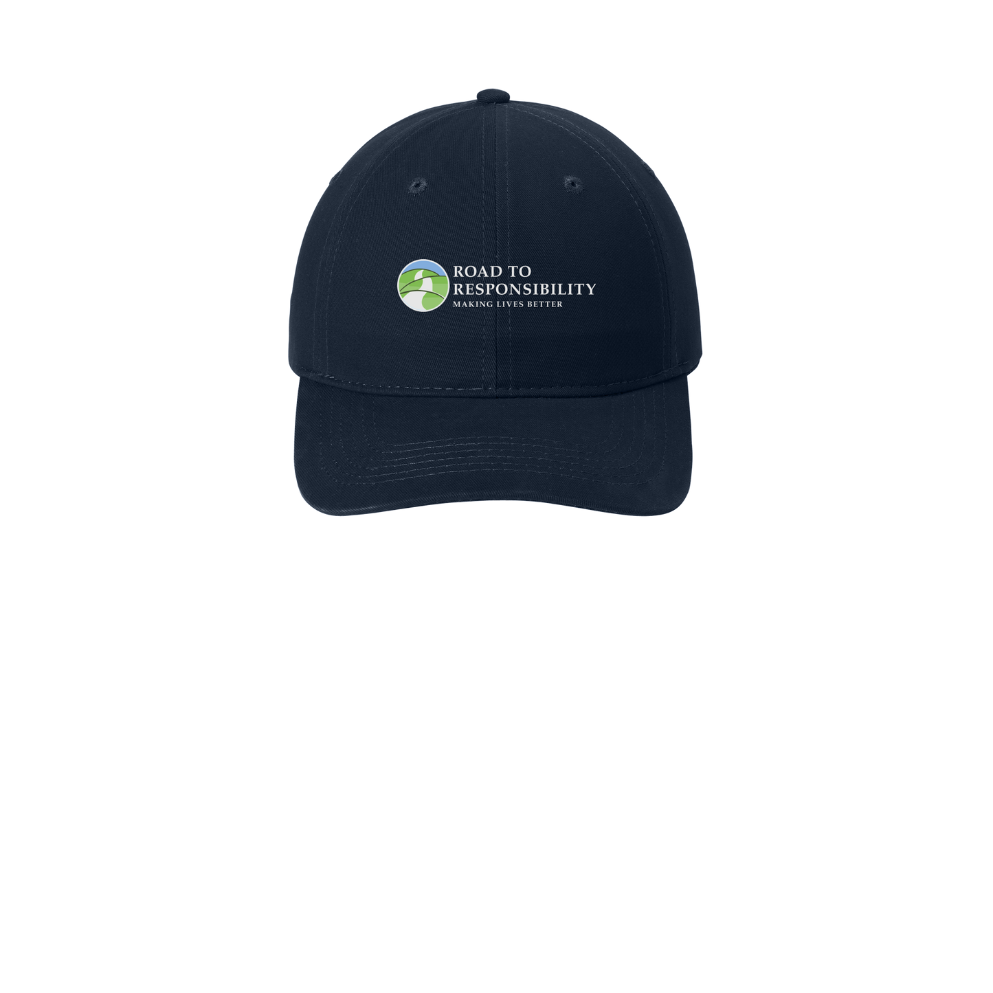 roadtoresponsibility-low-profile-dad-cap-embroidery-capfront-CP77-navy-flat-front