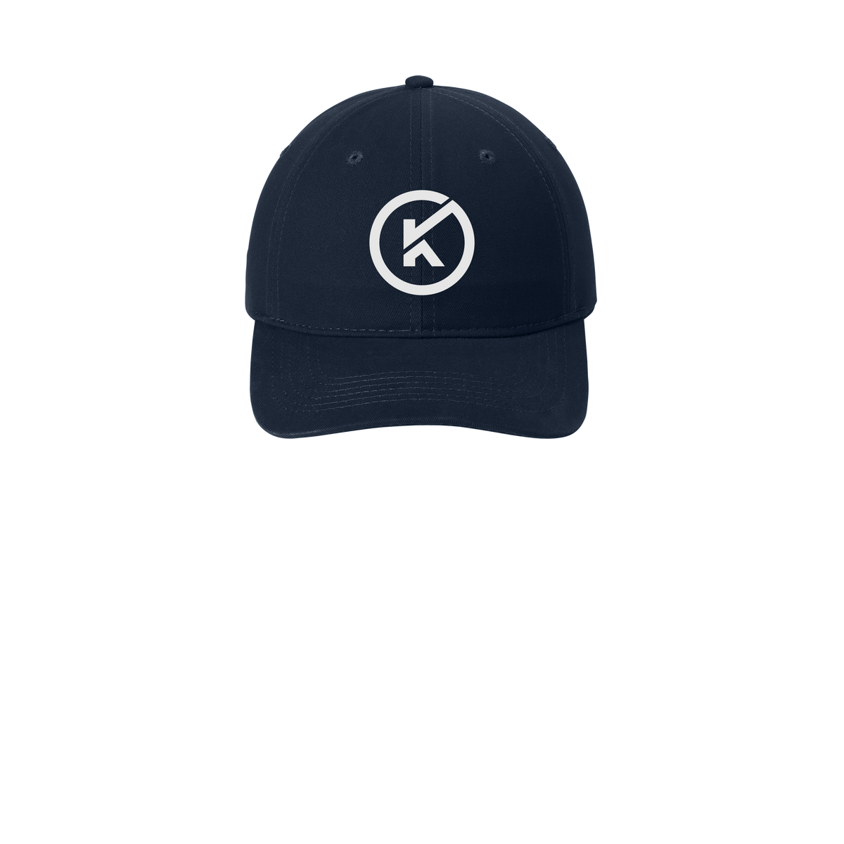 kitmanlabs-low-profile-dad-cap-embroidery-capfront-CP77-navy-flat-front