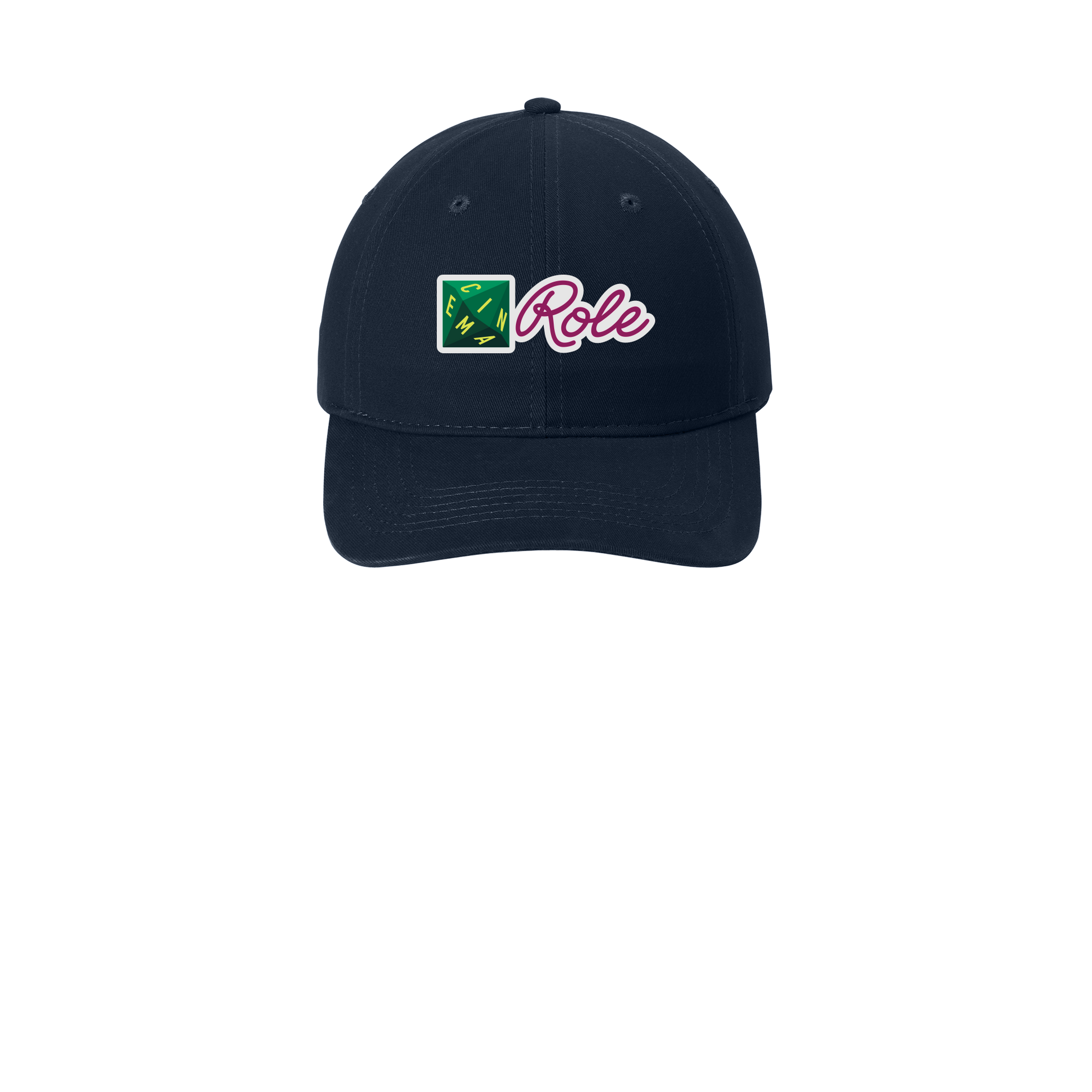 cinemarole-low-profile-dad-cap-embroidery-capfront-CP77-navy-flat-front