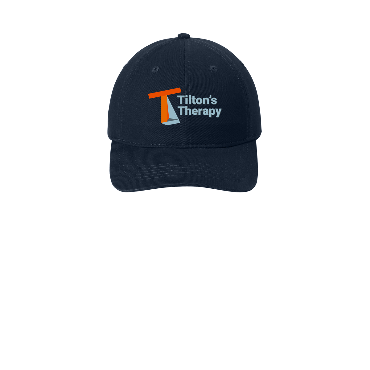 tiltonstherapy-low-profile-dad-cap-embroidery-capfront-CP77-navy-flat-front