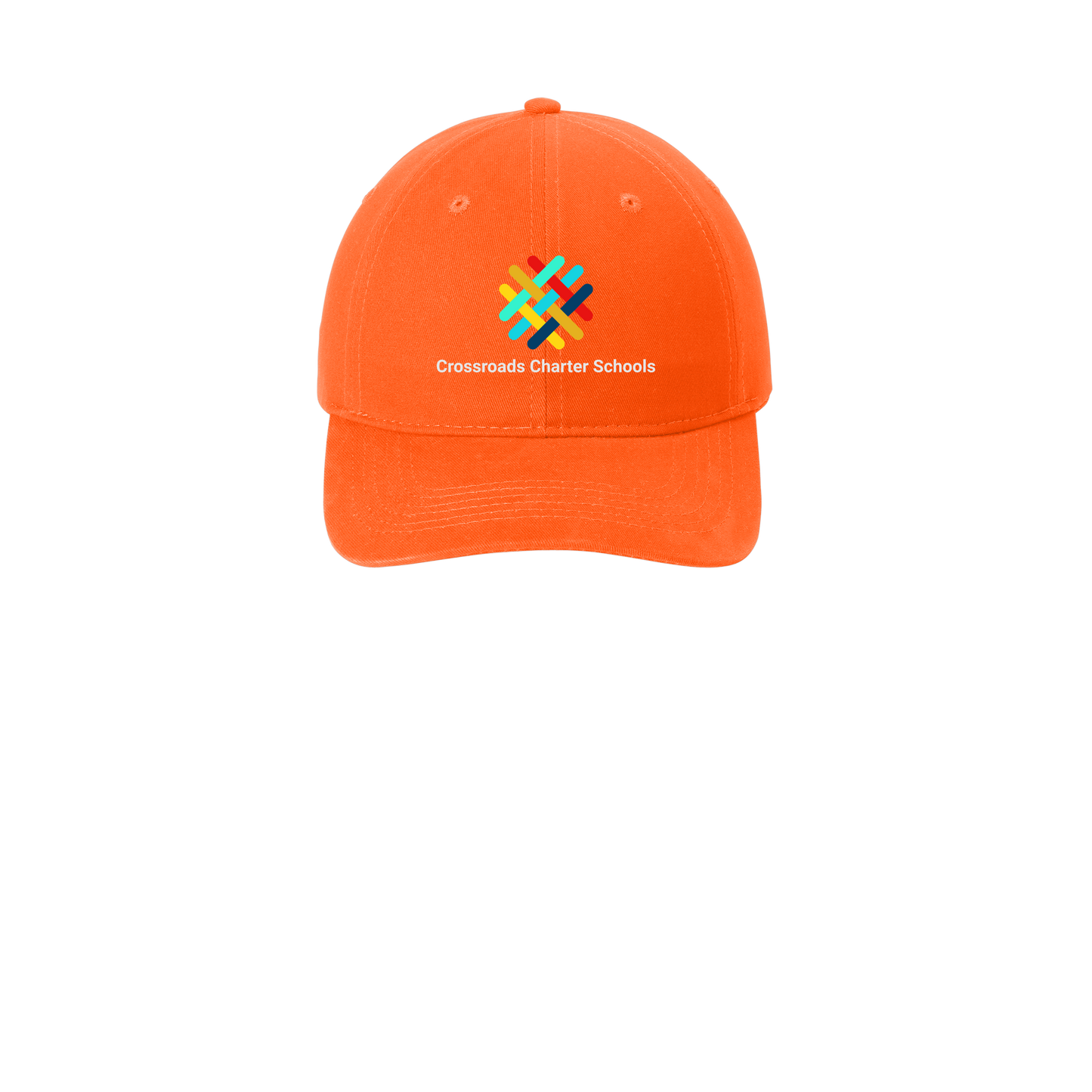 crossroadsschoolskc-low-profile-dad-cap-embroidery-capfront-CP77-orange-flat-front