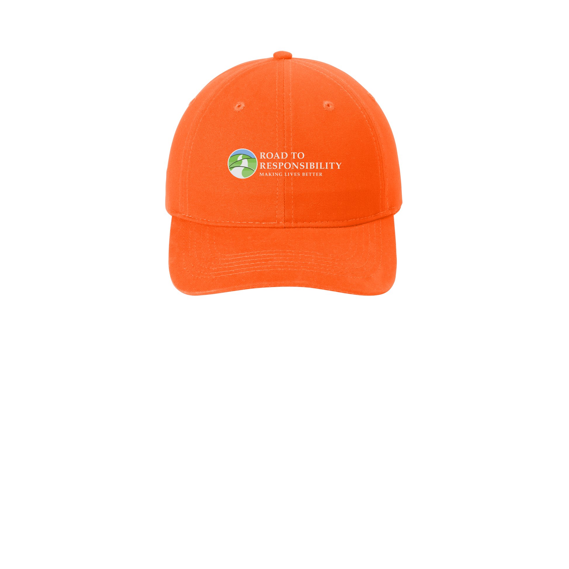 roadtoresponsibility-low-profile-dad-cap-embroidery-capfront-CP77-orange-flat-front