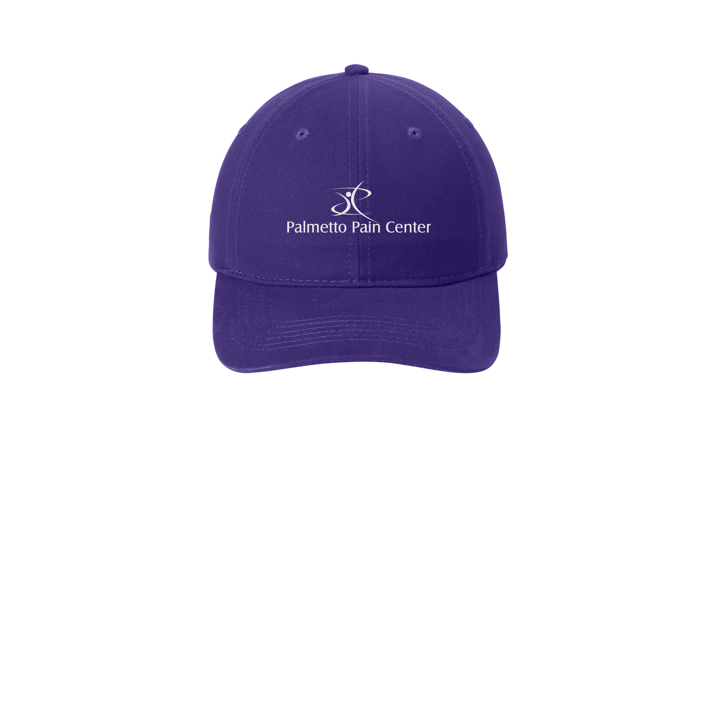 palmetto-pain-center-low-profile-dad-cap-embroidery-capfront-CP77-purple-flat-front