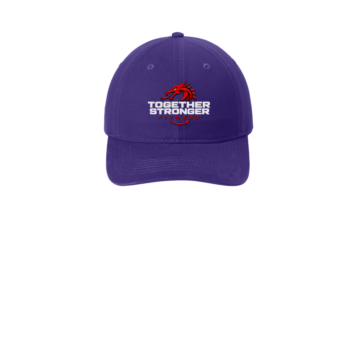 togetherstrongerfitness-low-profile-dad-cap-embroidery-capfront-CP77-purple-flat-front