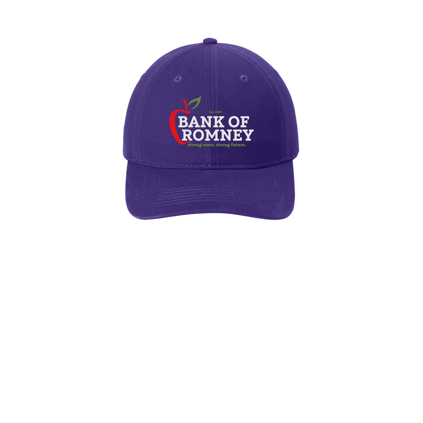 bankofromney-low-profile-dad-cap-embroidery-capfront-CP77-purple-flat-front