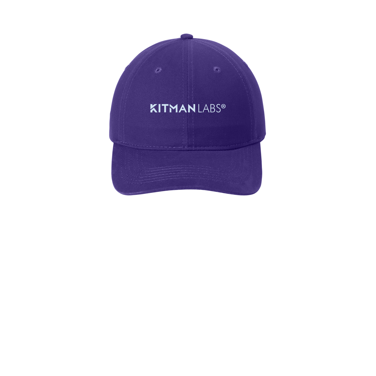 kitmanlabs-low-profile-dad-cap-embroidery-capfront-CP77-purple-flat-front