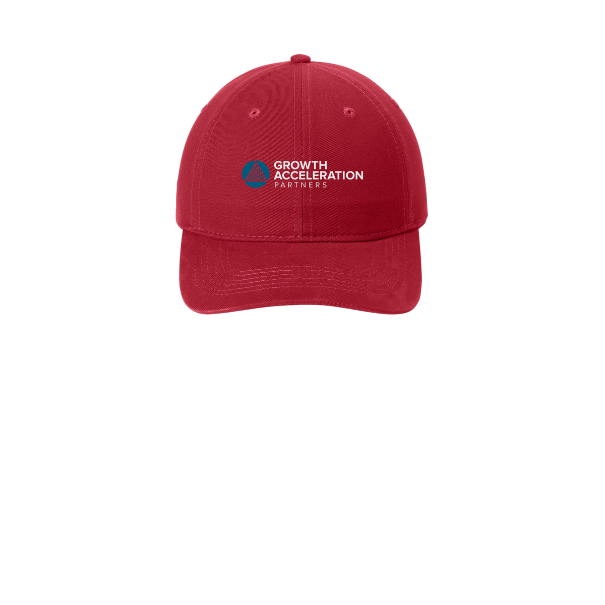 growthaccelerationpartners-low-profile-dad-cap-embroidery-capfront-CP77-red-flat-front