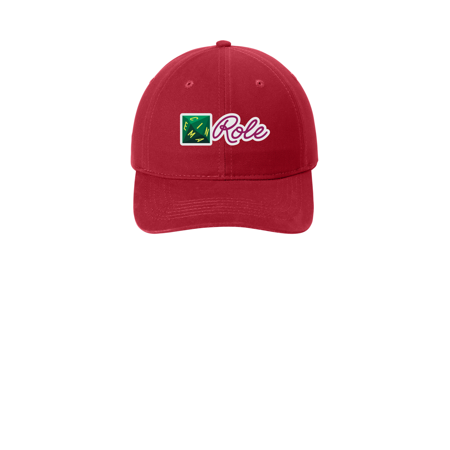 cinemarole-low-profile-dad-cap-embroidery-capfront-CP77-red-flat-front
