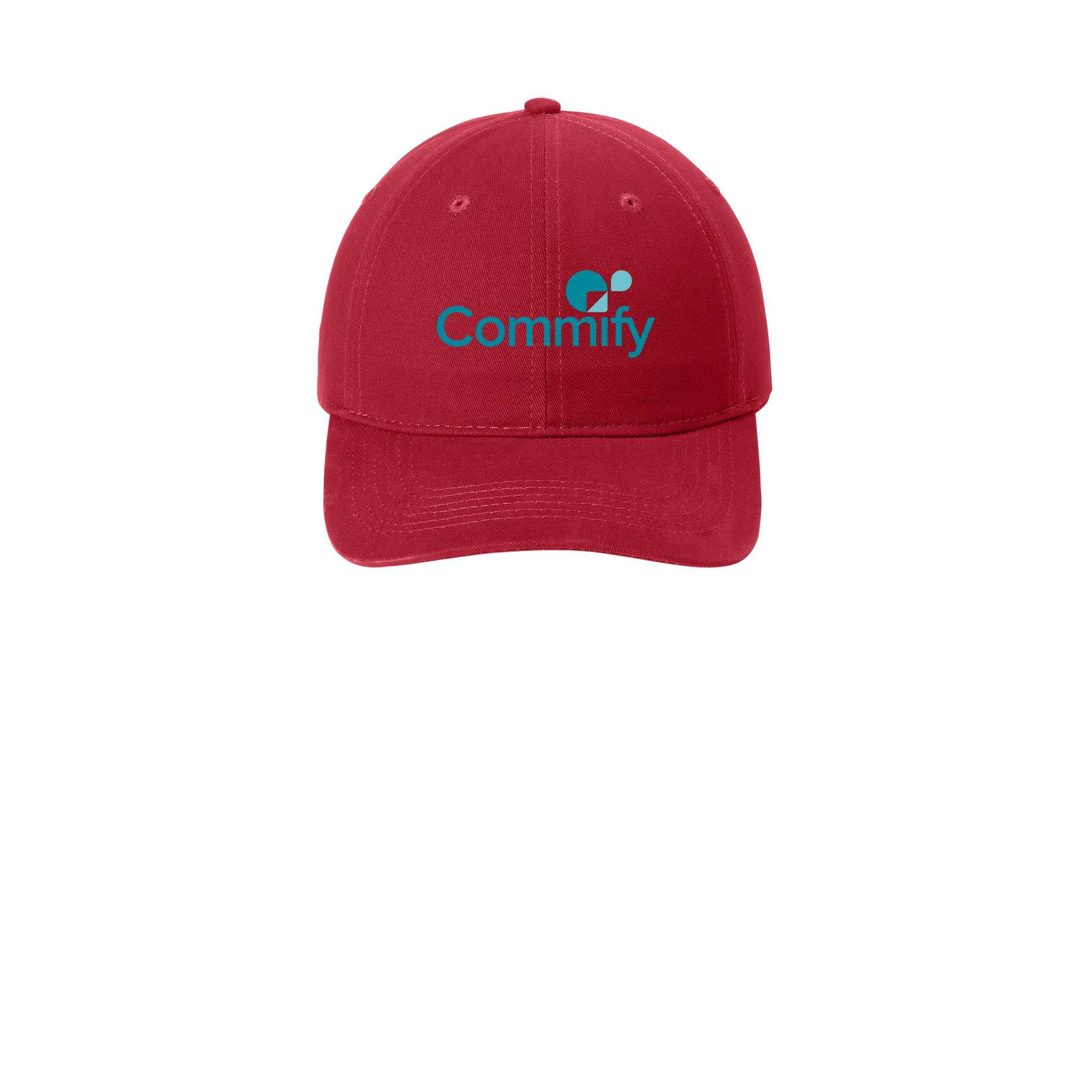 commify-low-profile-dad-cap-embroidery-capfront-CP77-red-flat-front