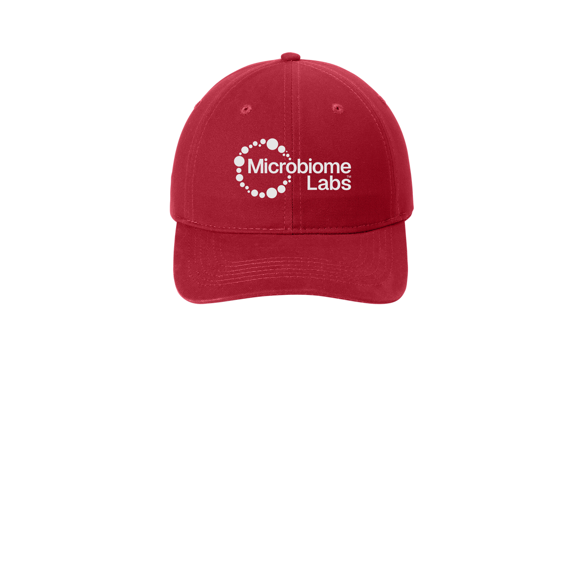 microbiomelabs-low-profile-dad-cap-embroidery-capfront-CP77-red-flat-front