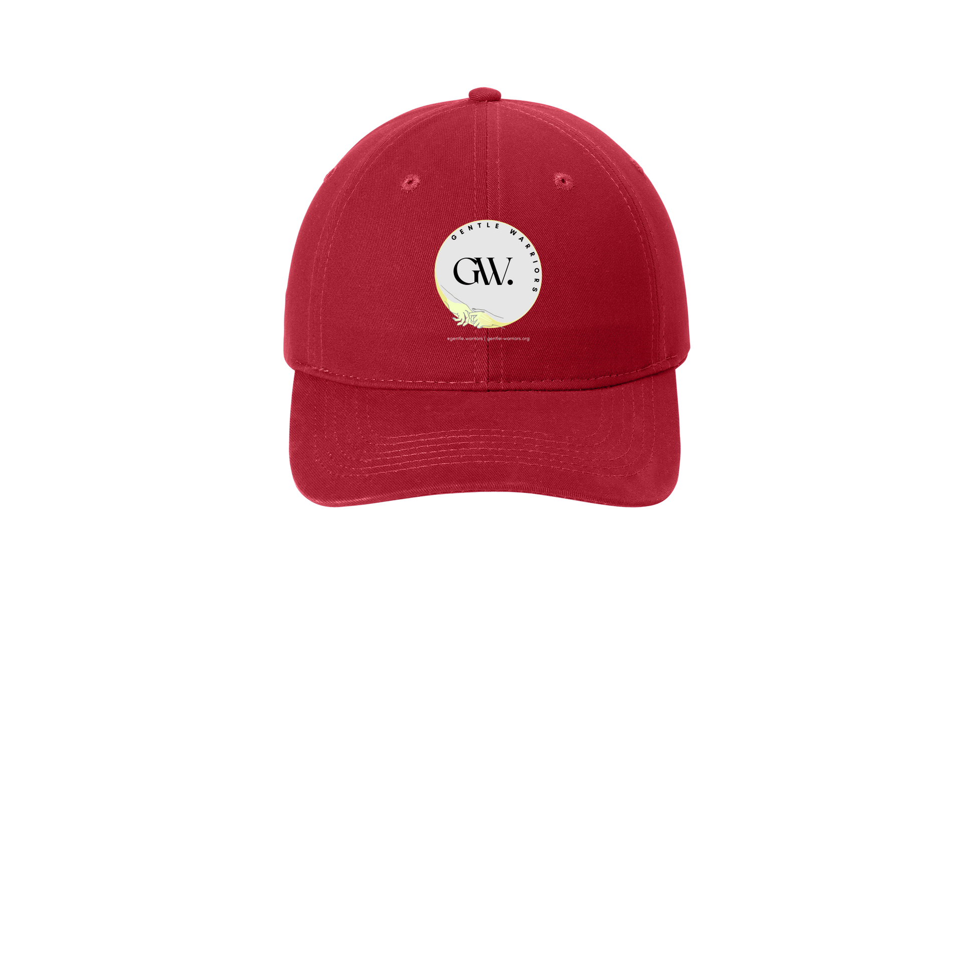 gentle-warriors-low-profile-dad-cap-embroidery-capfront-CP77-red-flat-front