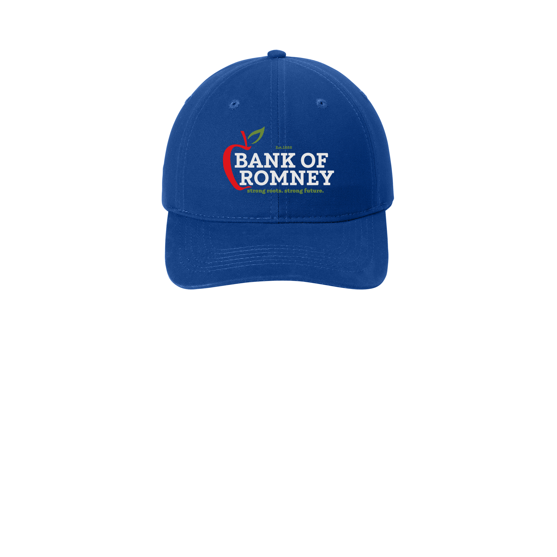 bankofromney-low-profile-dad-cap-embroidery-capfront-CP77-royal-flat-front