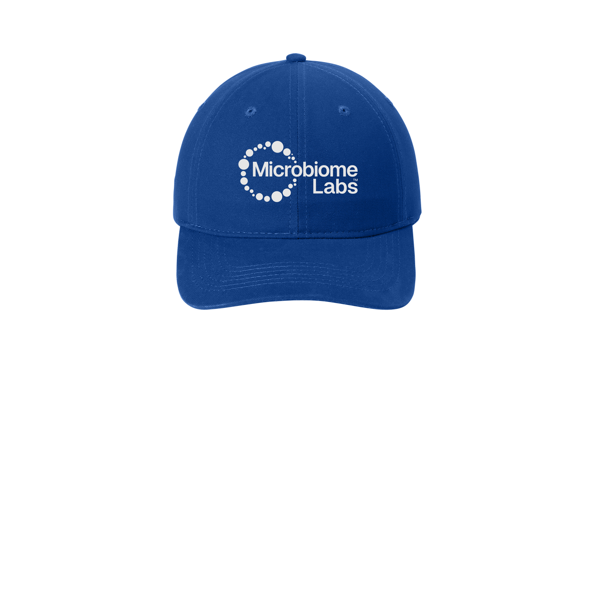 microbiomelabs-low-profile-dad-cap-embroidery-capfront-CP77-royal-flat-front