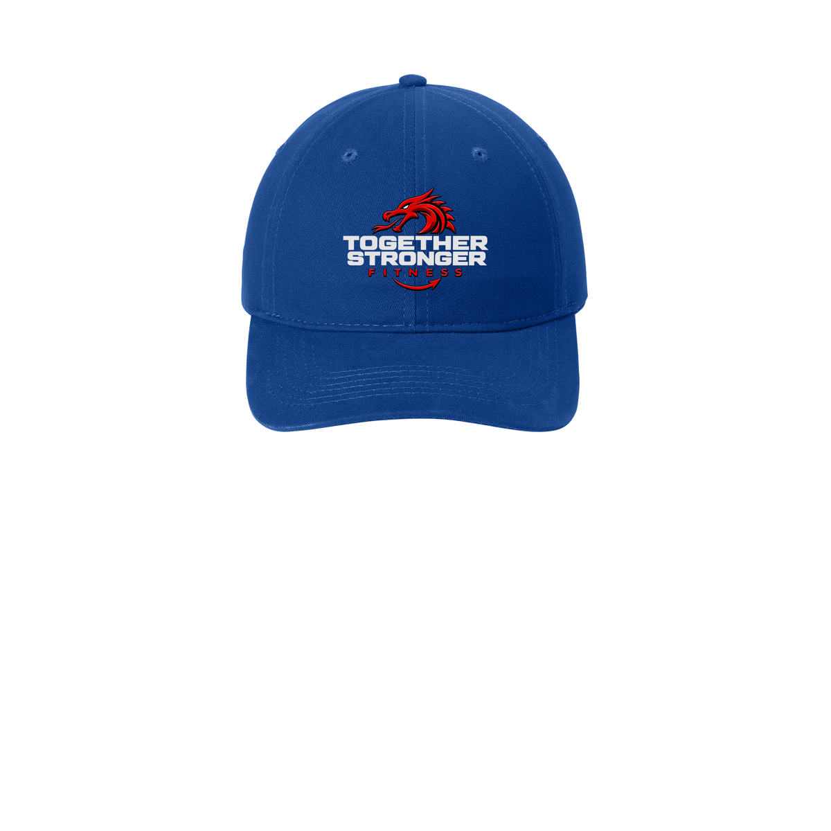 togetherstrongerfitness-low-profile-dad-cap-embroidery-capfront-CP77-royal-flat-front