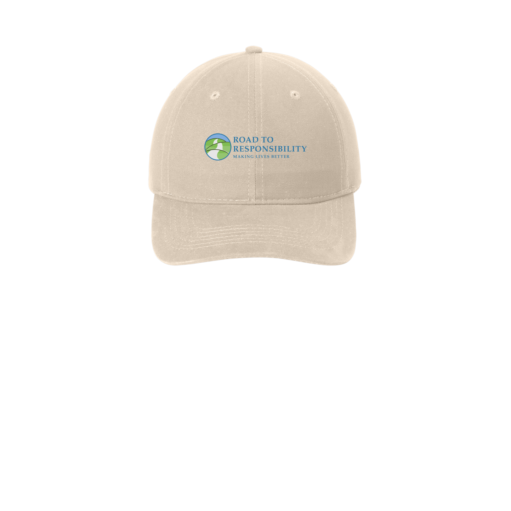 roadtoresponsibility-low-profile-dad-cap-embroidery-capfront-CP77-stone-flat-front