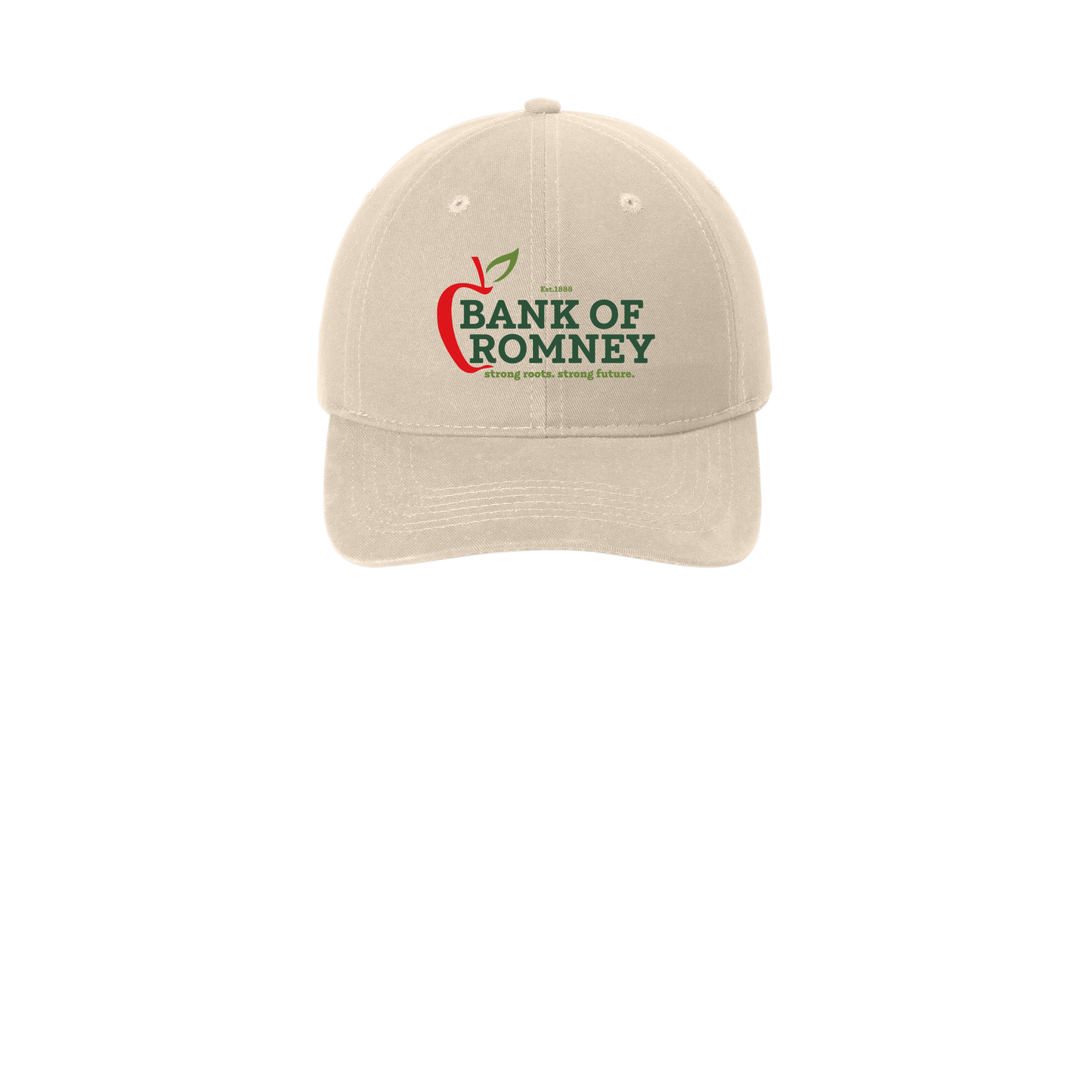 bankofromney-low-profile-dad-cap-embroidery-capfront-CP77-stone-flat-front