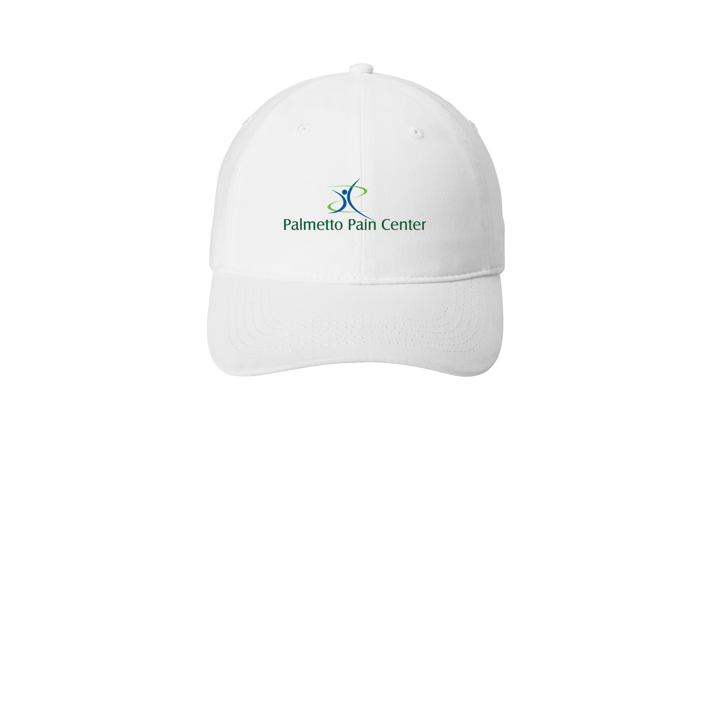 palmetto-pain-center-low-profile-dad-cap-embroidery-capfront-CP77-white-flat-front