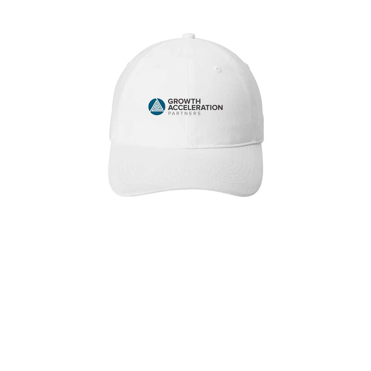 growthaccelerationpartners-low-profile-dad-cap-embroidery-capfront-CP77-white-flat-front
