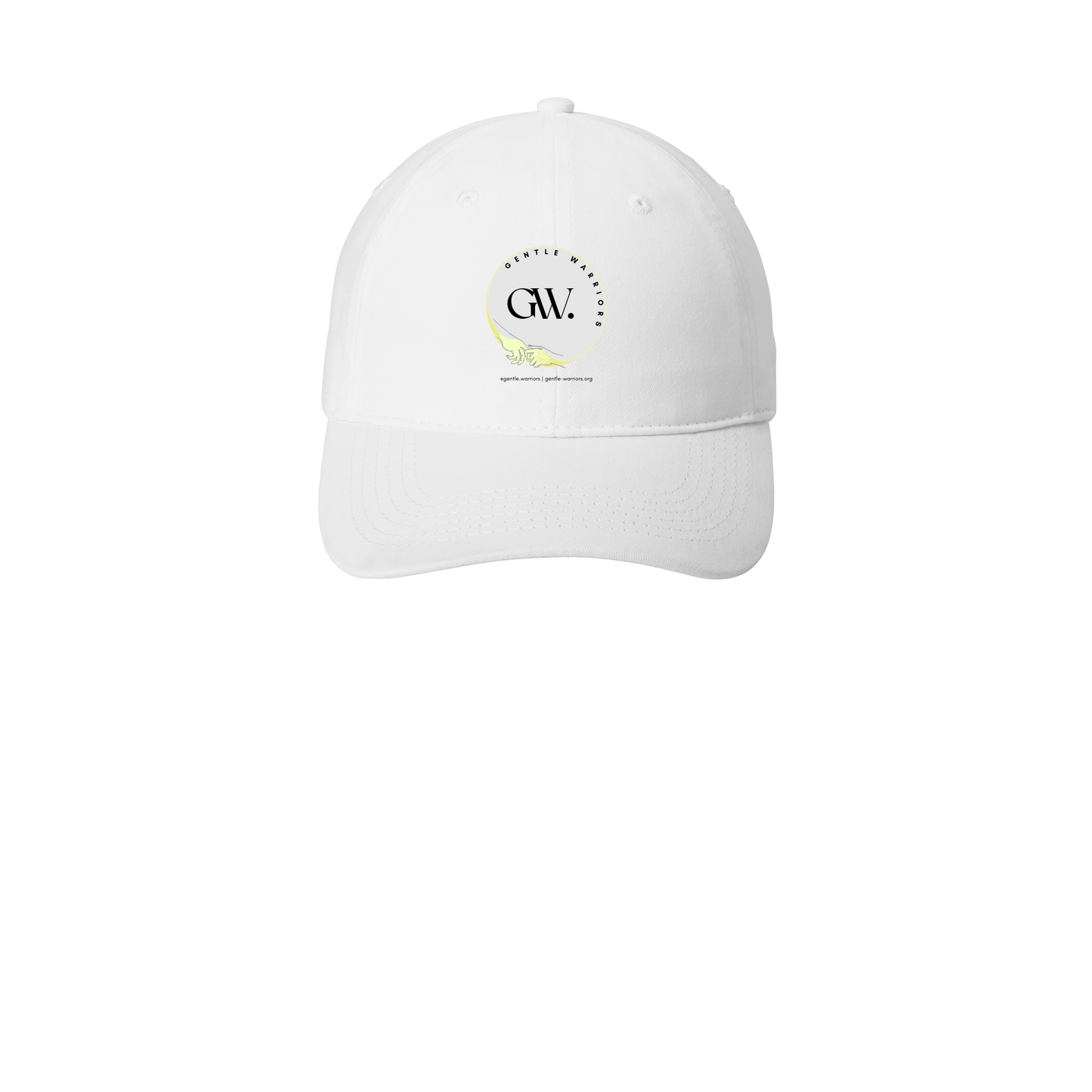 gentle-warriors-low-profile-dad-cap-embroidery-capfront-CP77-white-flat-front