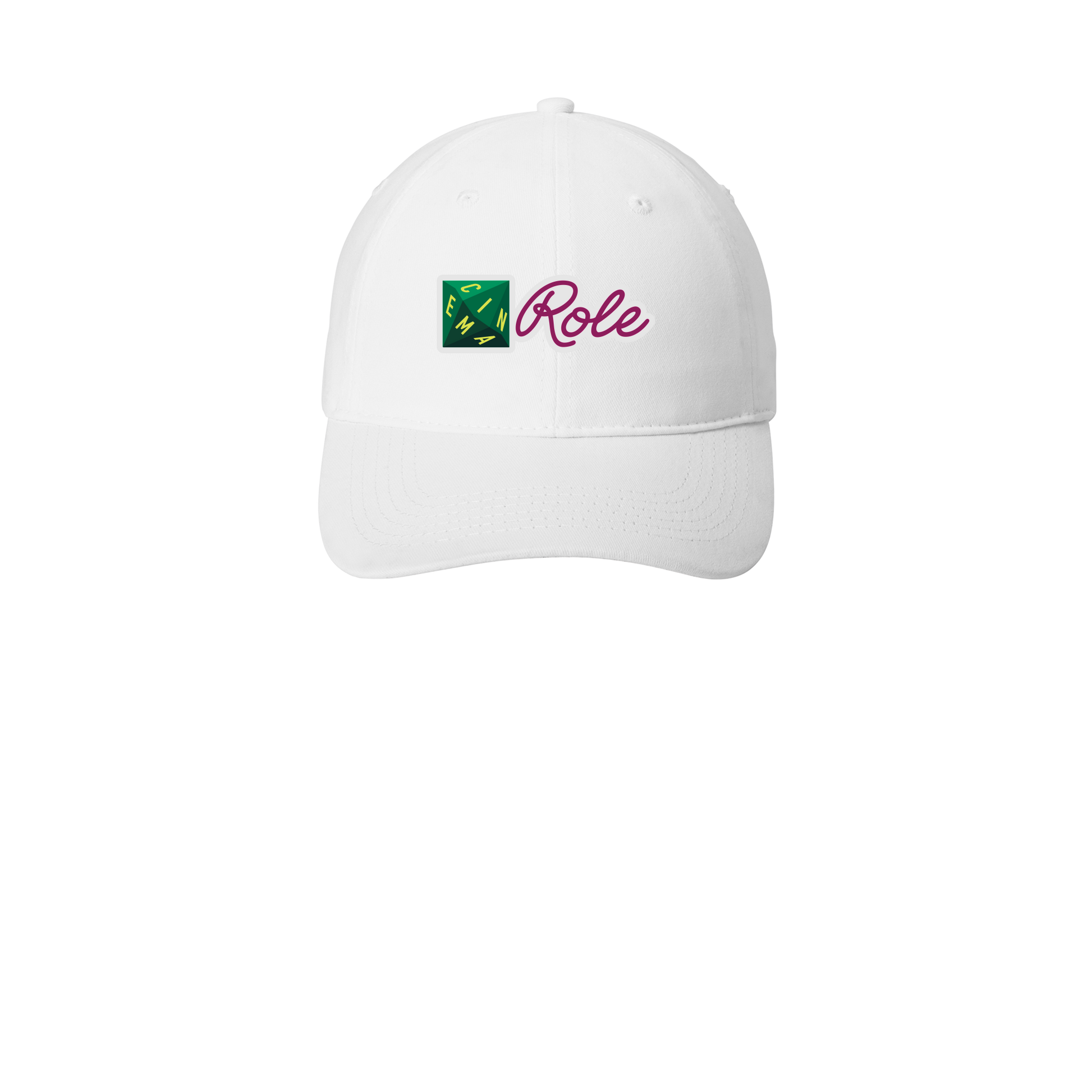 cinemarole-low-profile-dad-cap-embroidery-capfront-CP77-white-flat-front