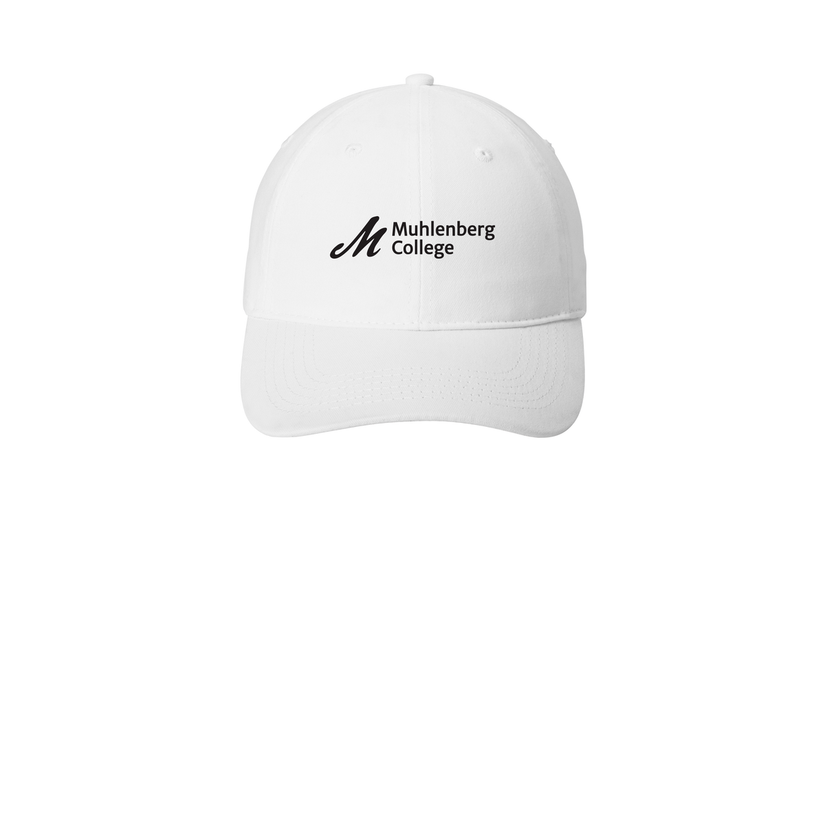 muhlenberg-low-profile-dad-cap-embroidery-capfront-CP77-white-flat-front