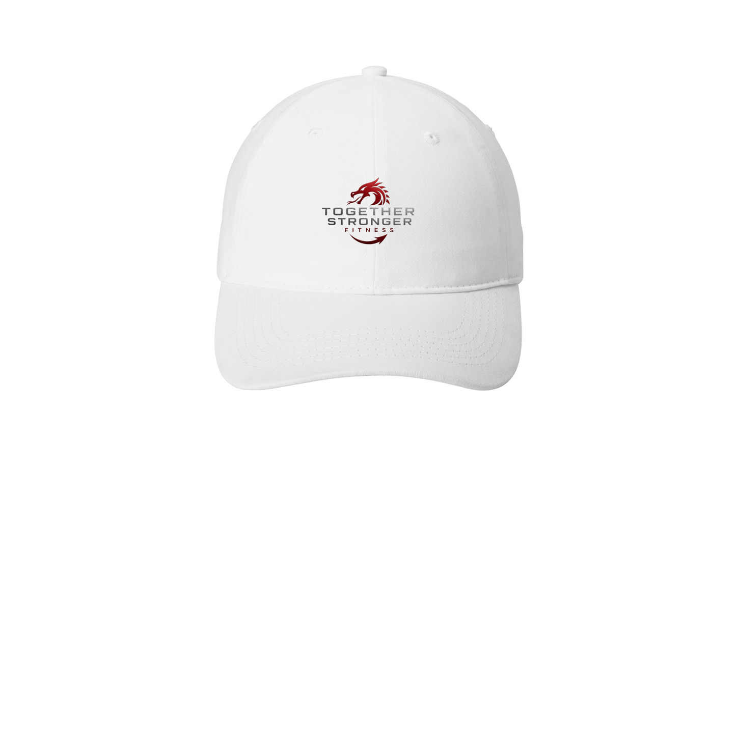 togetherstrongerfitness-low-profile-dad-cap-embroidery-capfront-CP77-white-flat-front