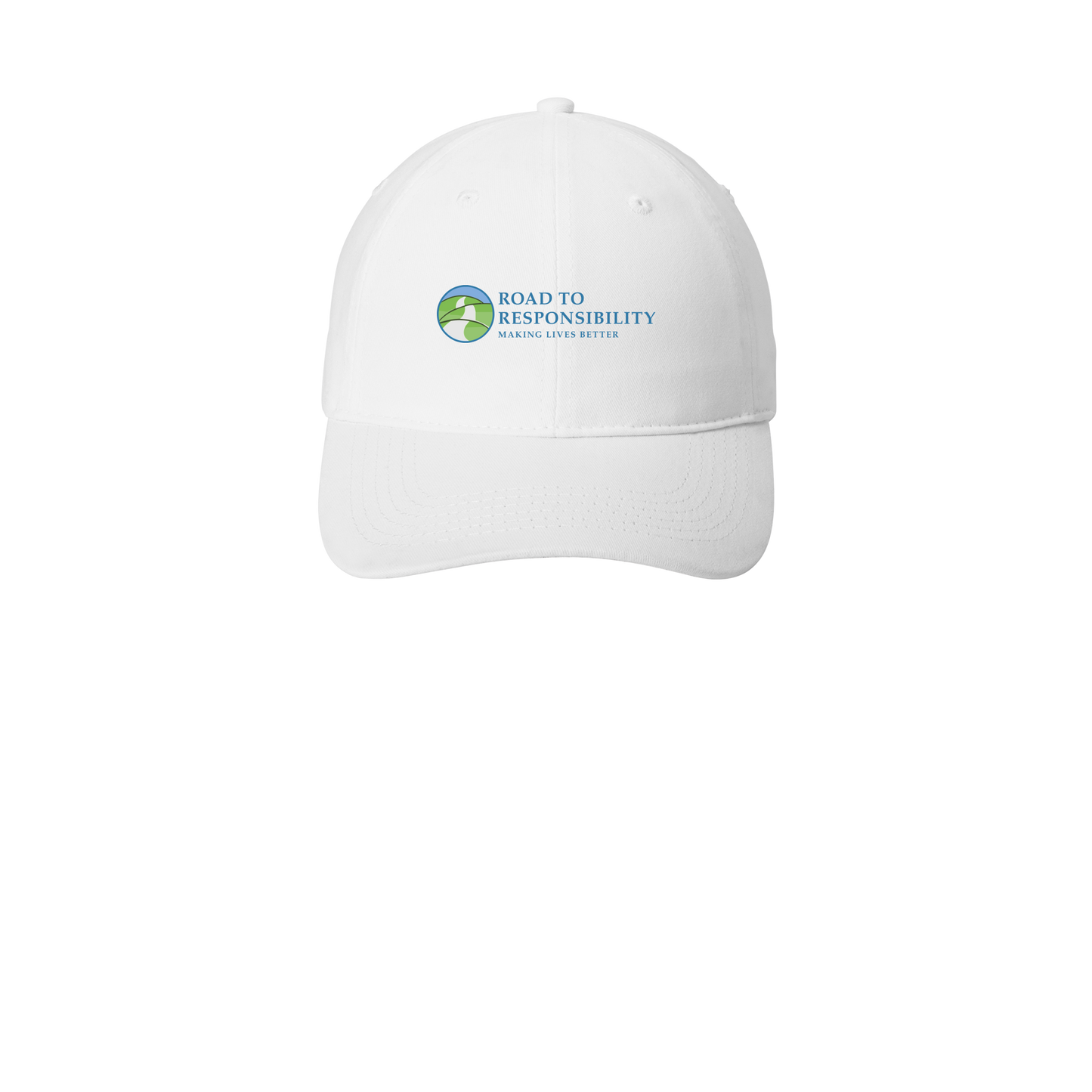 roadtoresponsibility-low-profile-dad-cap-embroidery-capfront-CP77-white-flat-front