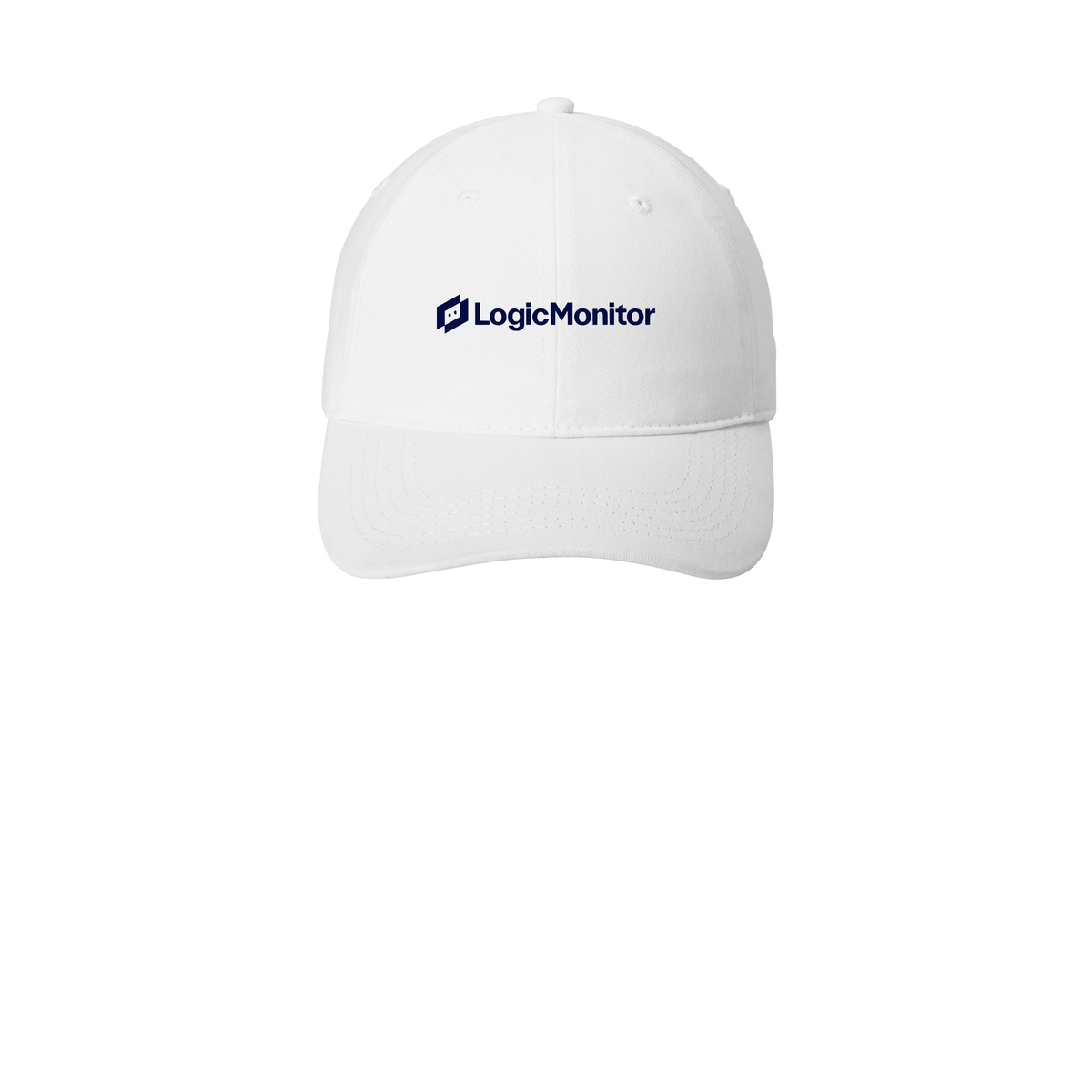 logicmonitor-low-profile-dad-cap-embroidery-capfront-CP77-white-flat-front