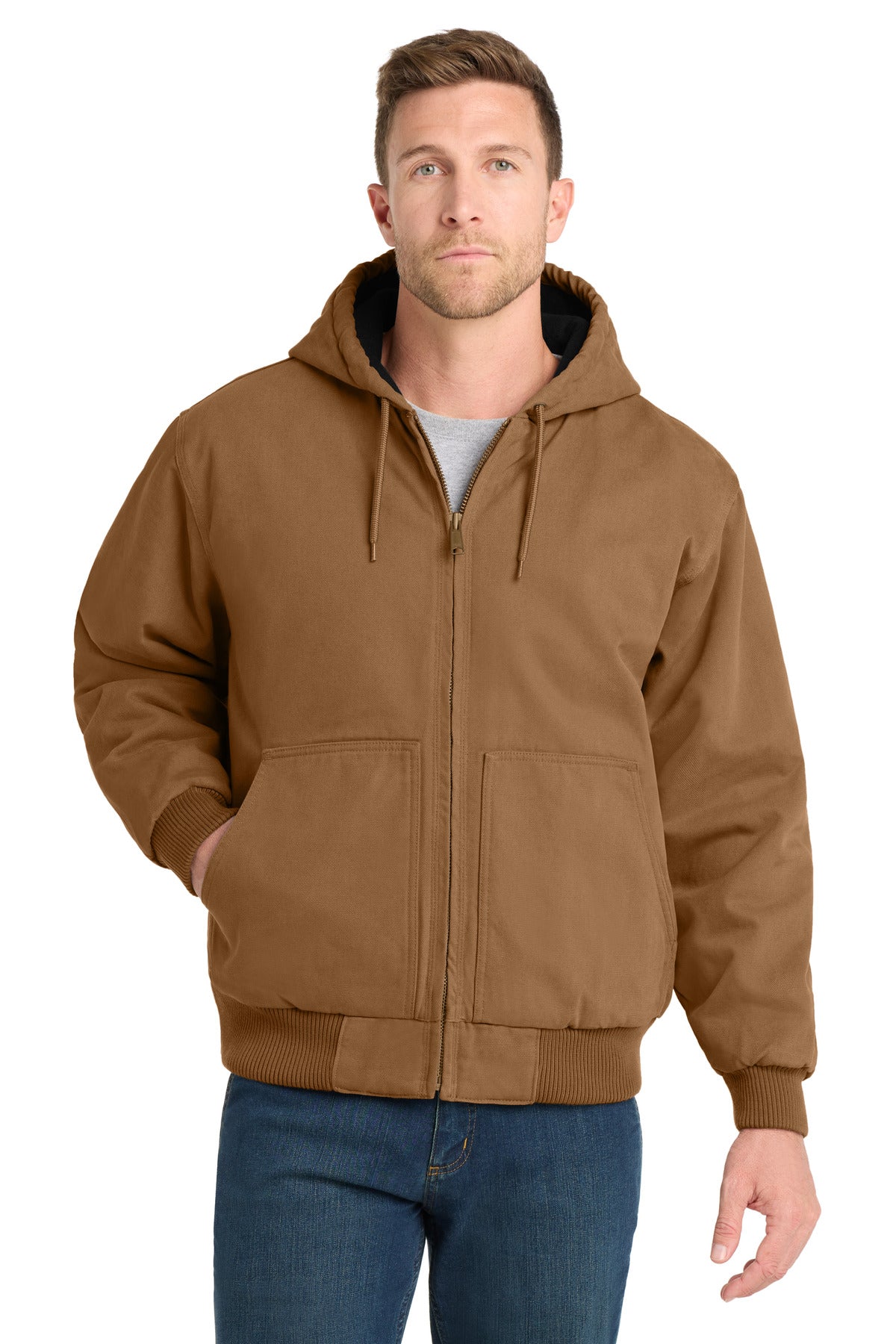 CornerStone® Washed Duck Cloth Insulated Hooded Work Jacket. CSJ41