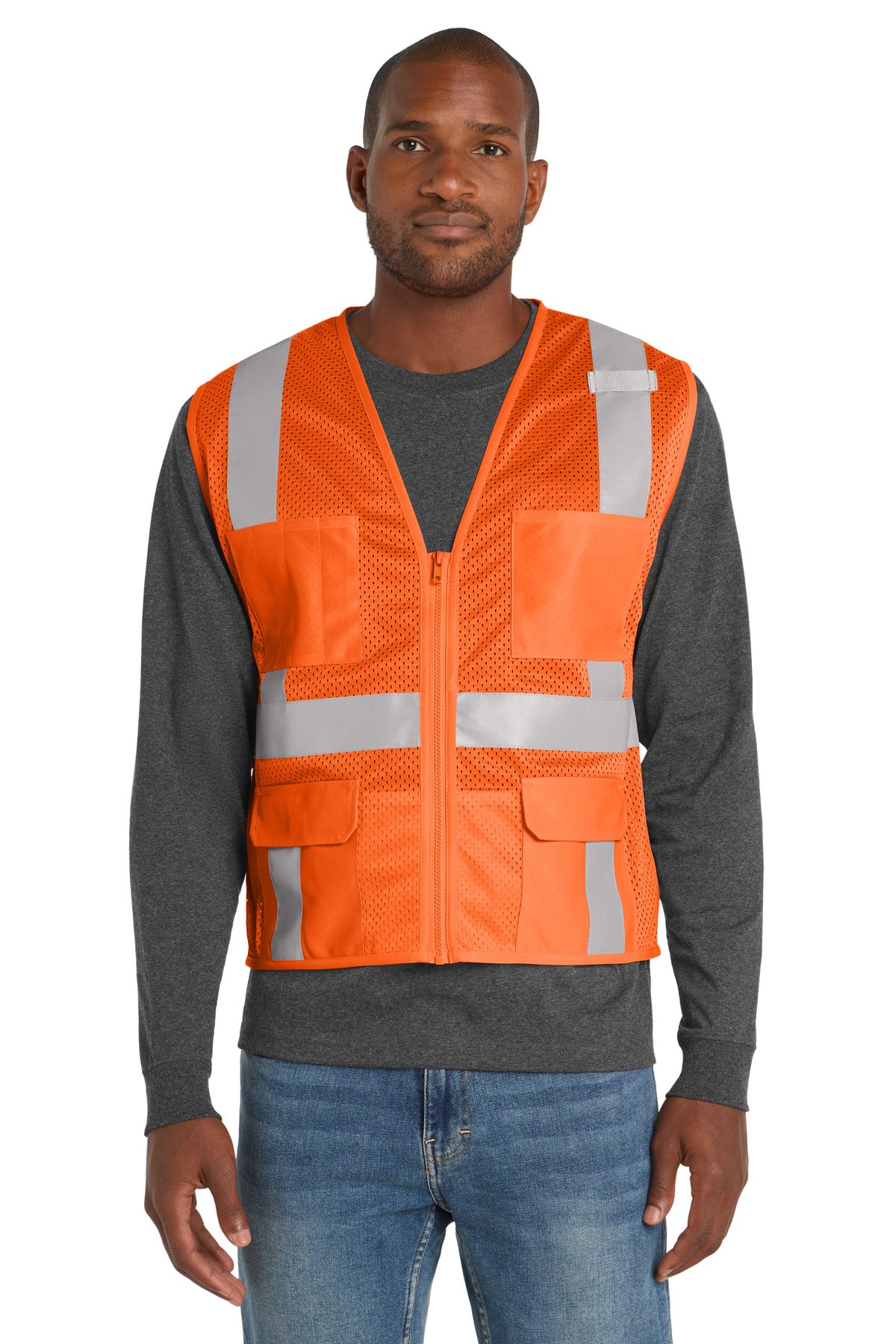 CornerStone ® ANSI 107 Class 2 Mesh Six-Pocket Zippered Vest. CSV104