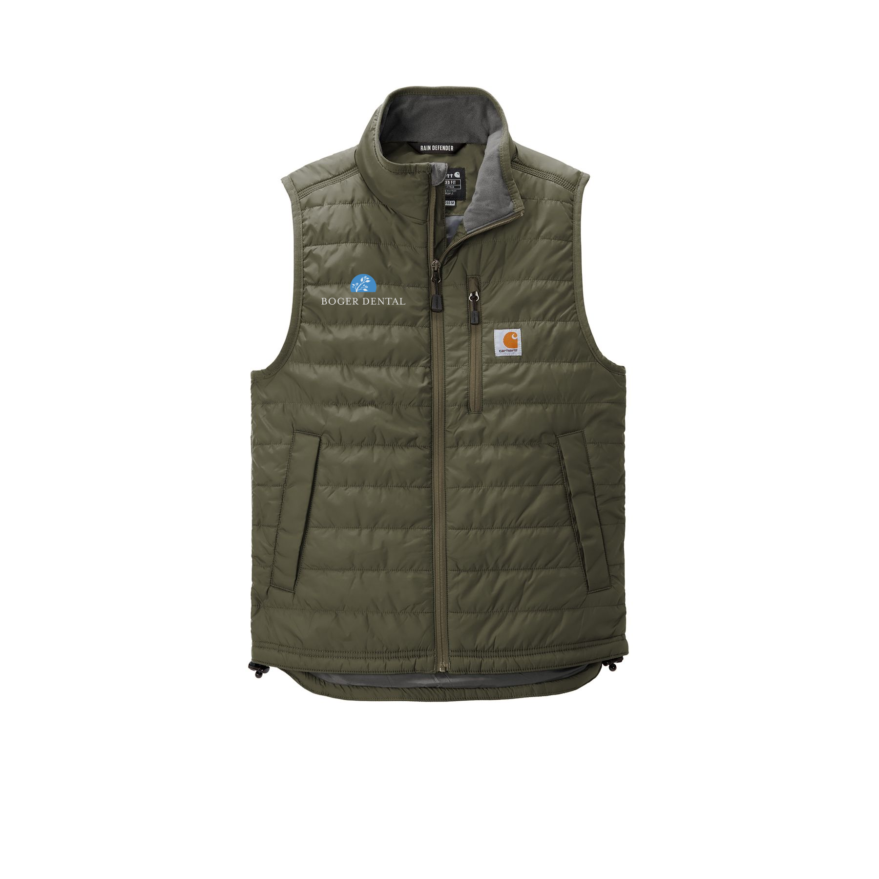 boger-dental-carhartt-gilliam-vest-embroidery-rightchest-CT102286-moss-flat-front