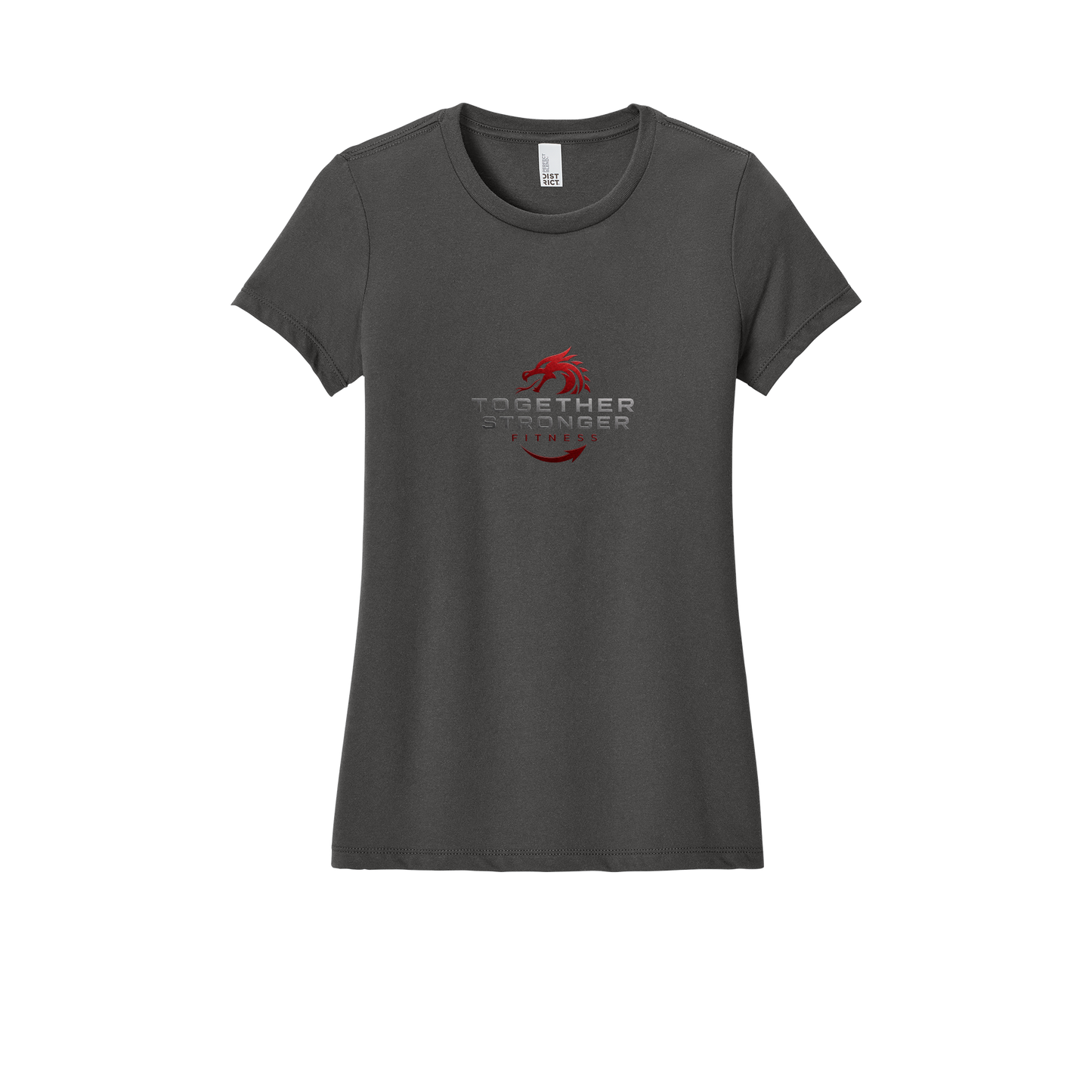 togetherstrongerfitness-district-womens-perfect-blend-tee-dtf-front-DM108L-charcoal-flat-front