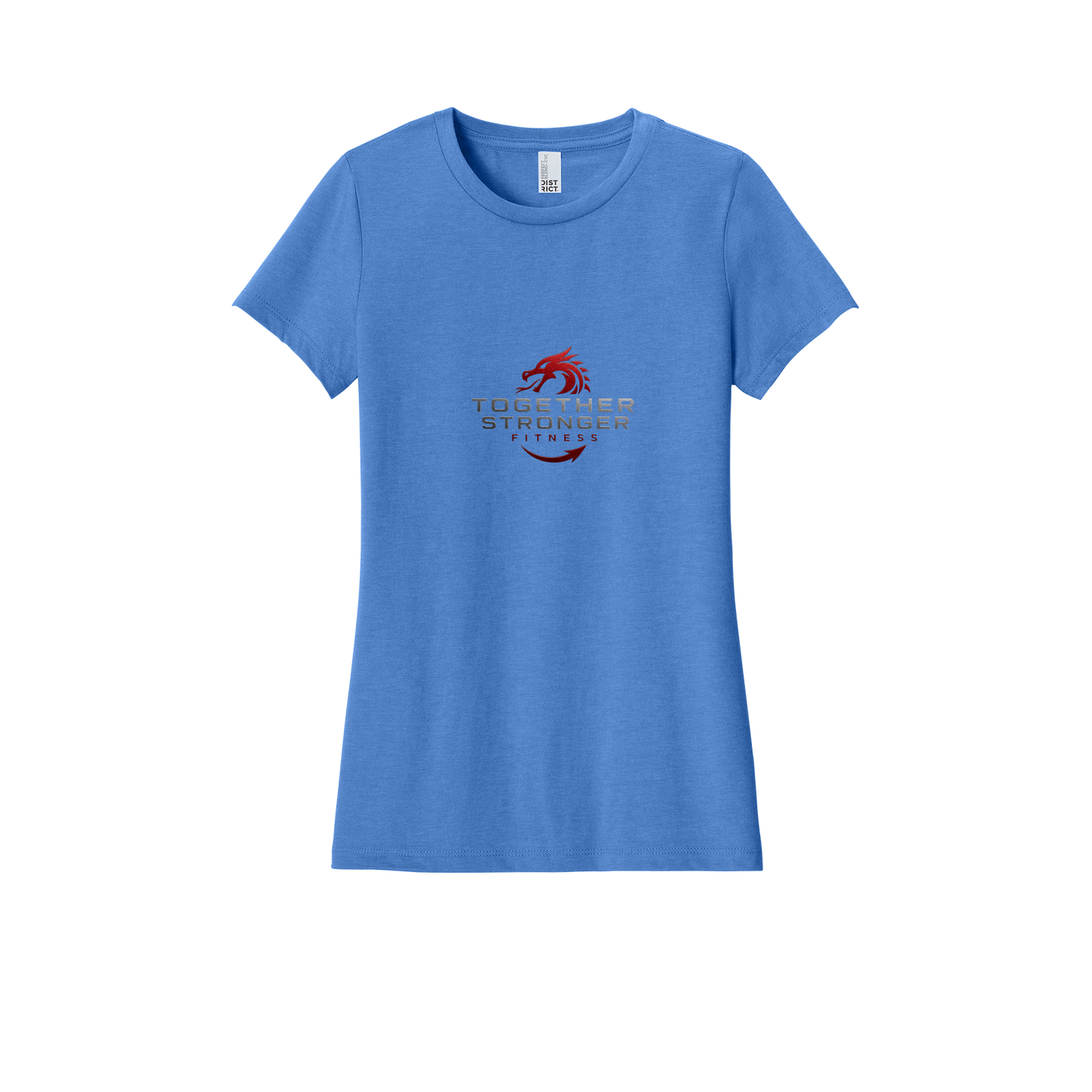 togetherstrongerfitness-district-womens-perfect-blend-tee-dtf-front-DM108L-heatheredroyal-flat-front