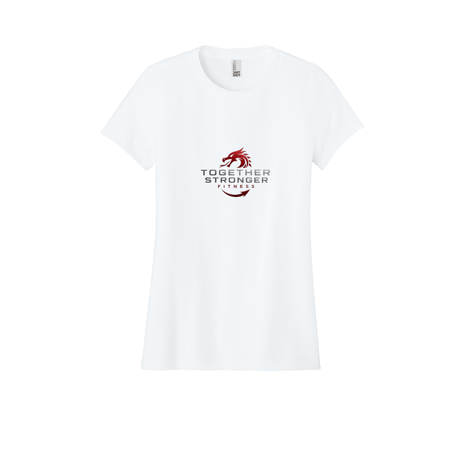 togetherstrongerfitness-district-womens-perfect-blend-tee-dtf-front-DM108L-white-flat-front