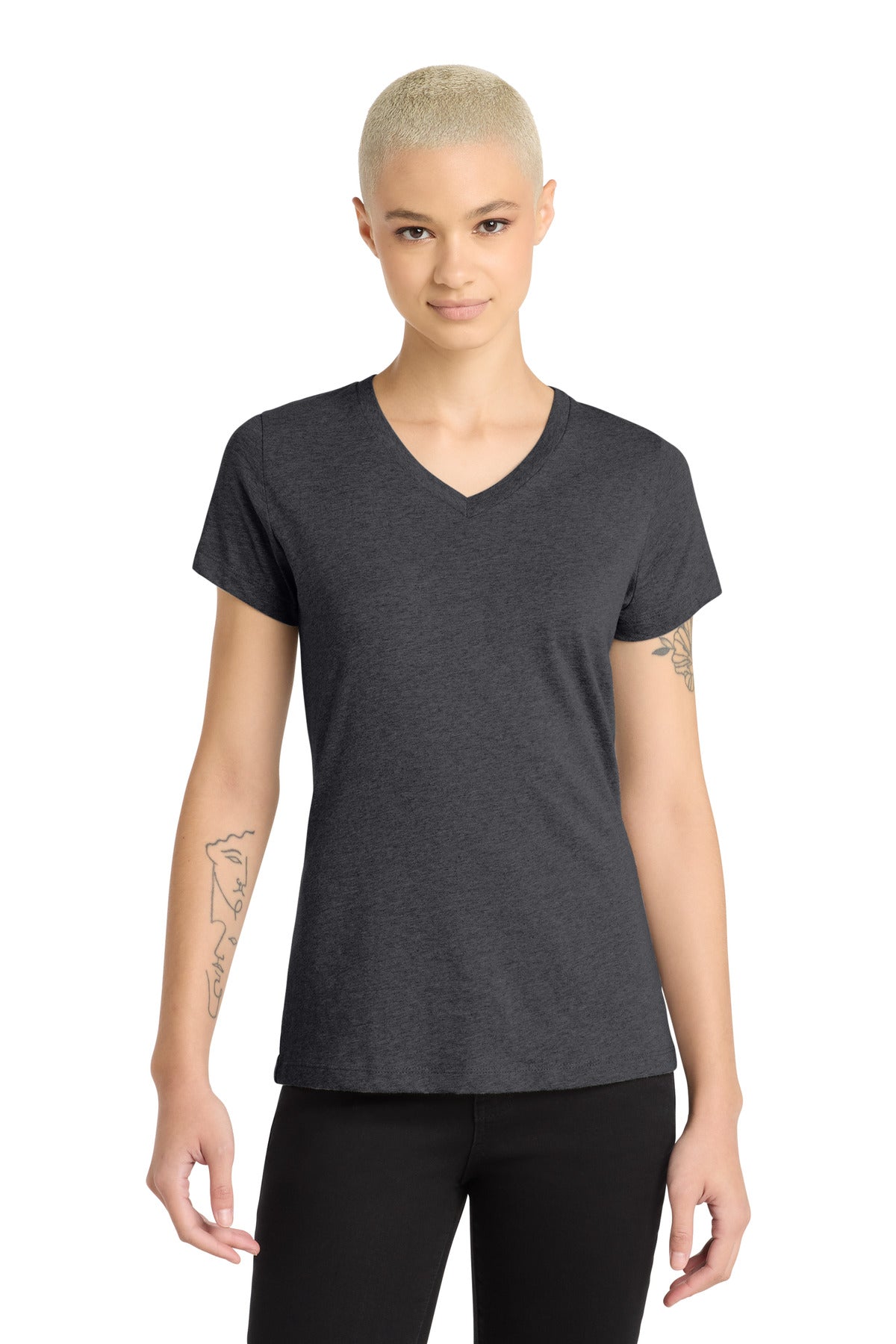 District® Women's Perfect Blend® CVC V-Neck Tee. DM1190L