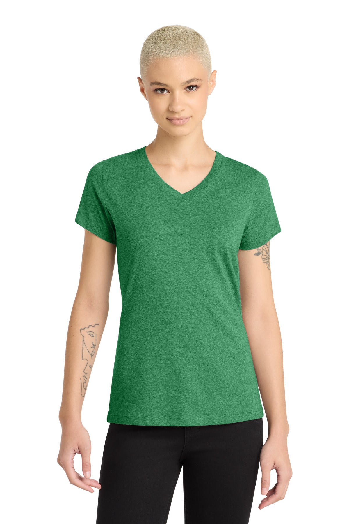District® Women's Perfect Blend® CVC V-Neck Tee. DM1190L