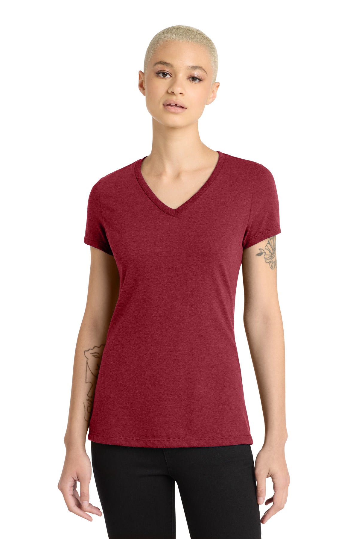District® Women's Perfect Blend® CVC V-Neck Tee. DM1190L