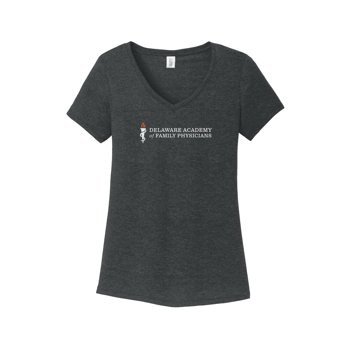 delfamdoc-district-womens-perfect-tri-v-neck-tee-dtf-front-DM1350L-blackfrost-flat-front