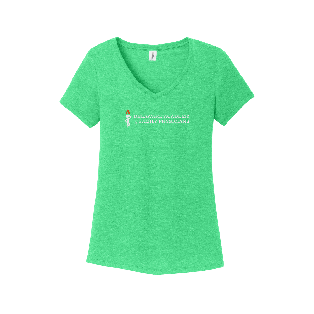 delfamdoc-district-womens-perfect-tri-v-neck-tee-dtf-front-DM1350L-greenfrost-flat-front